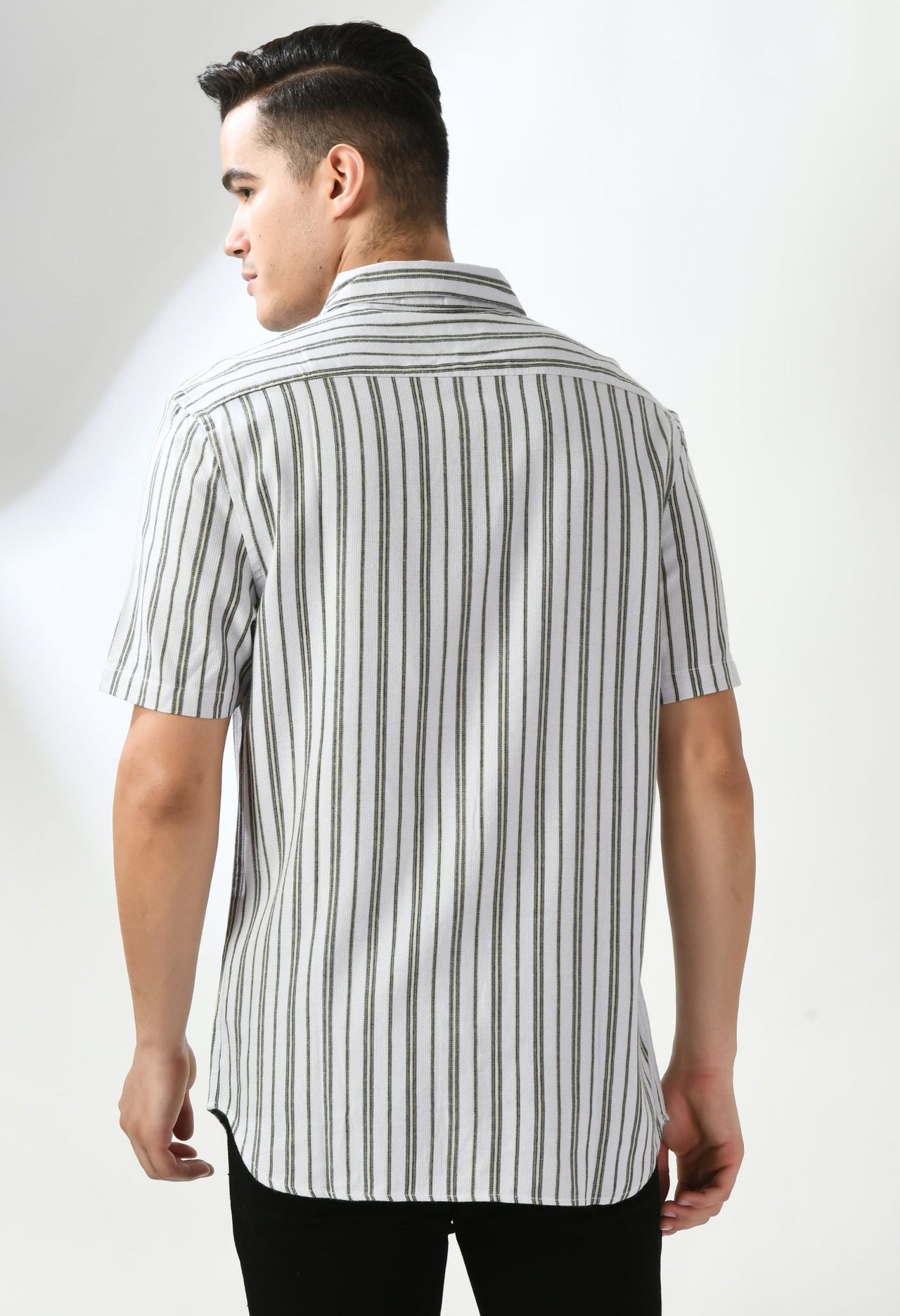 White and Charcoal Striper Shirt - RueCollections