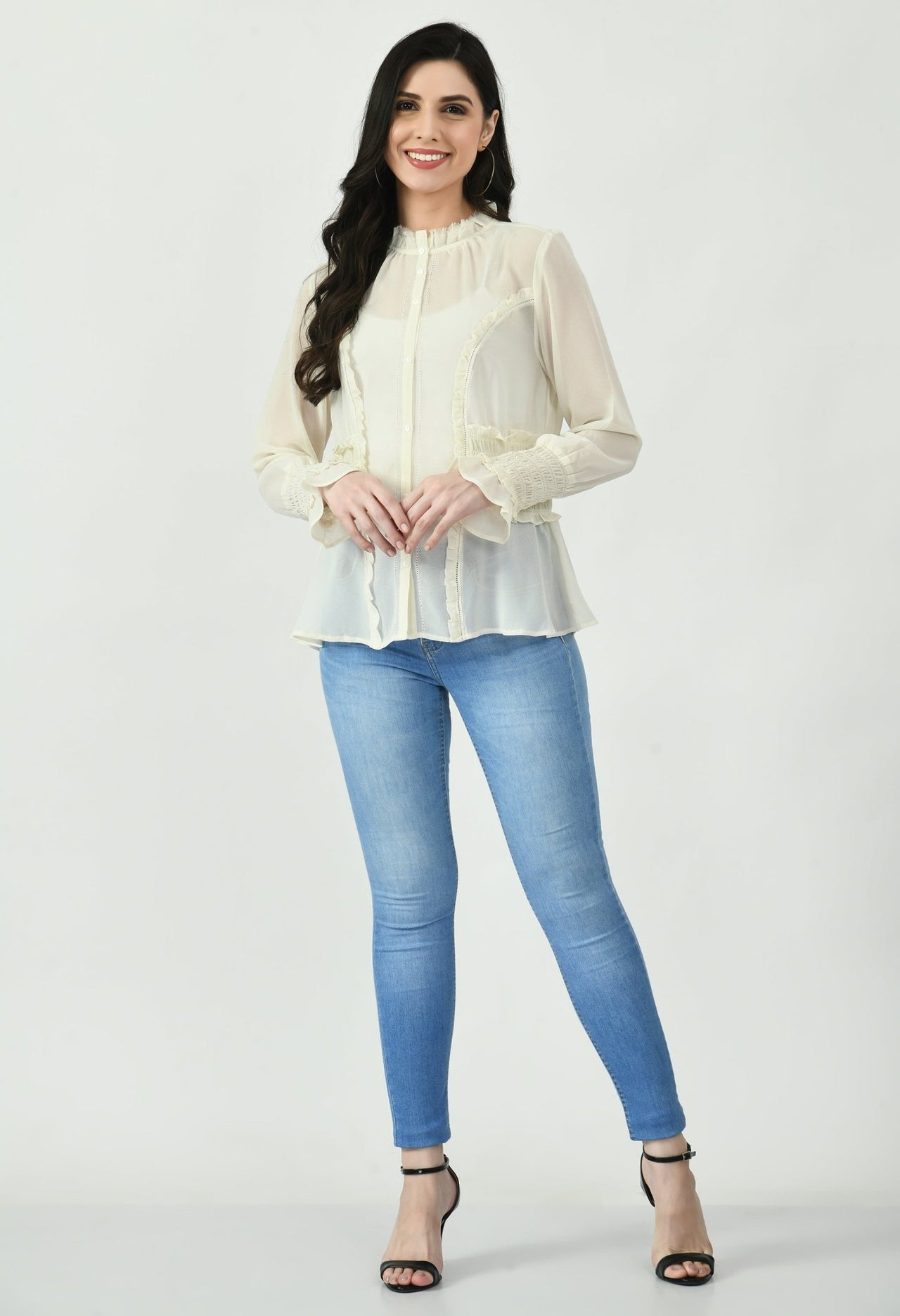 White Sheer Georgette Top - RueCollections