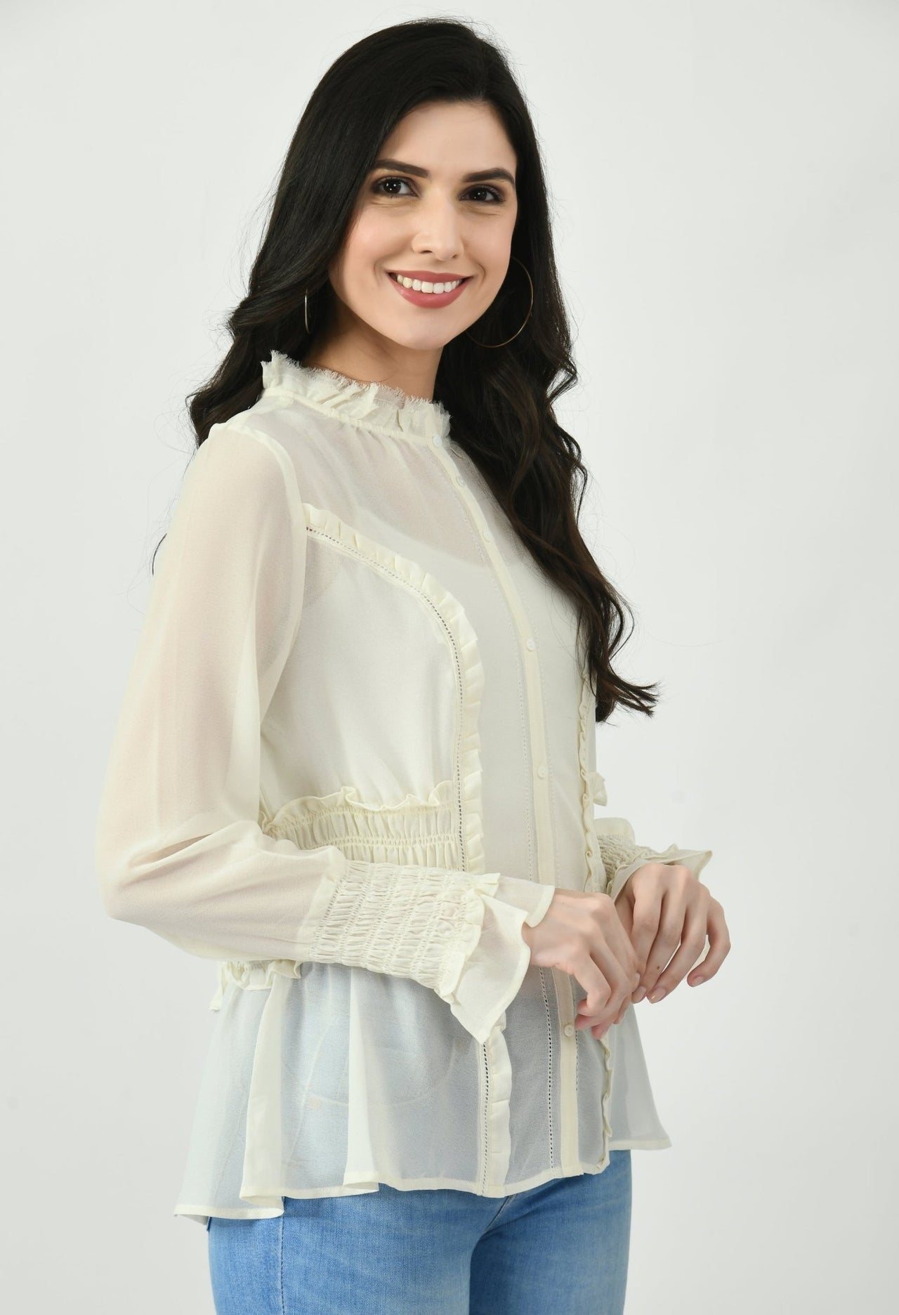 White Sheer Georgette Top - RueCollections