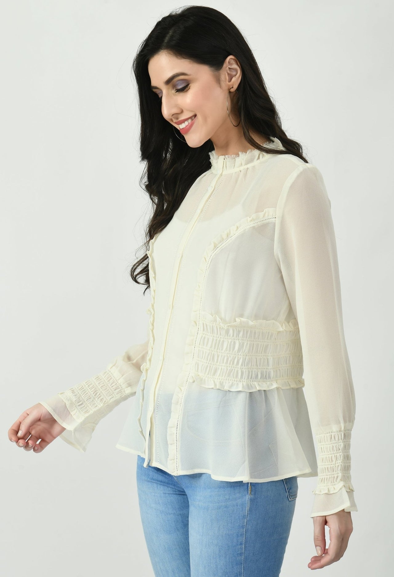 White Sheer Georgette Top - RueCollections