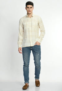 Thumbnail for White & Yellow Checks Full Sleeves Shirt - RueCollections