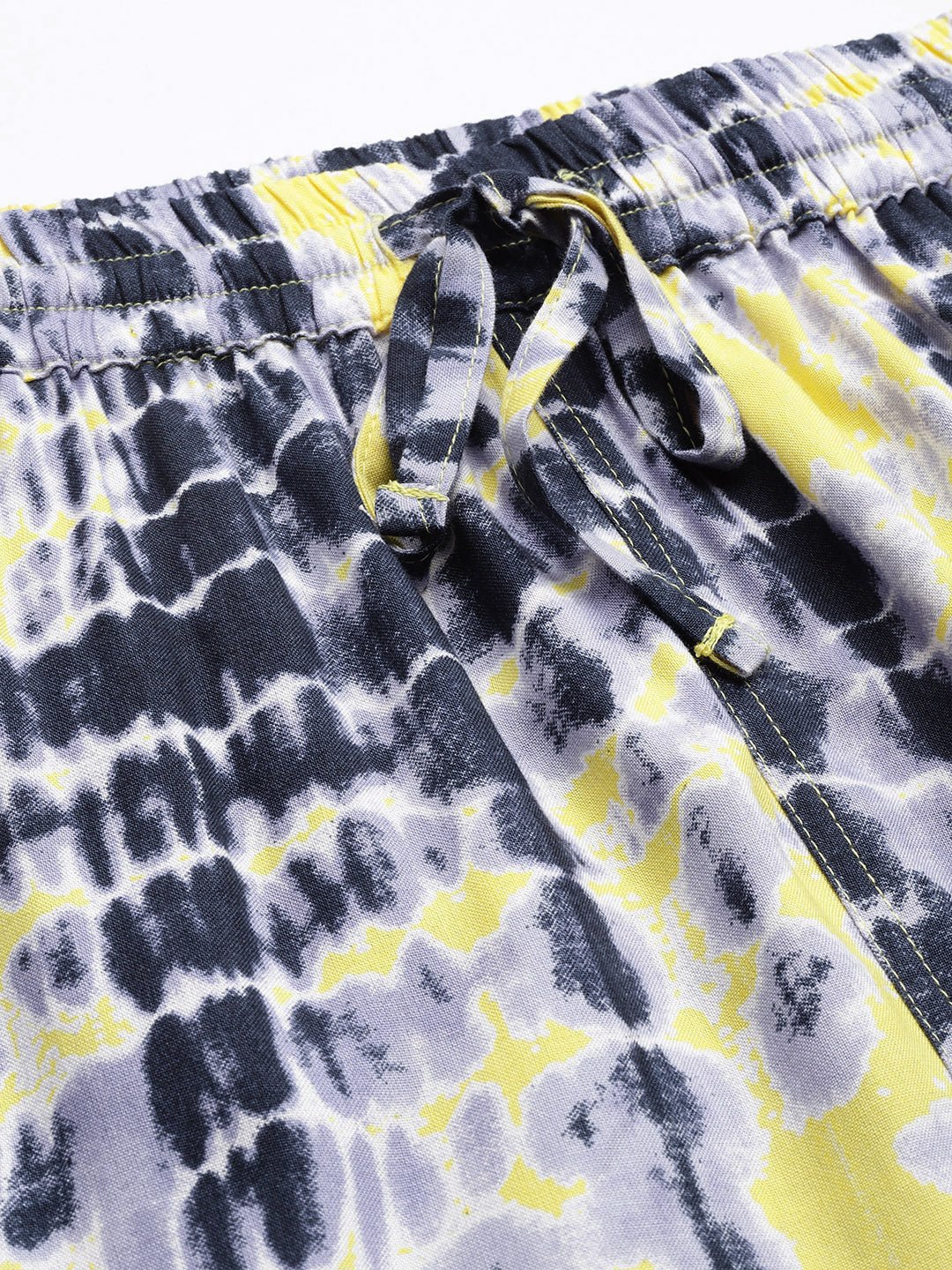 Women Black & Yellow Printed High - Rise Trousers - RueCollections