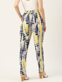 Thumbnail for Women Black & Yellow Printed High - Rise Trousers - RueCollections