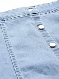 Thumbnail for Women Blue Solid A - Line Denim Skirt - RueCollections