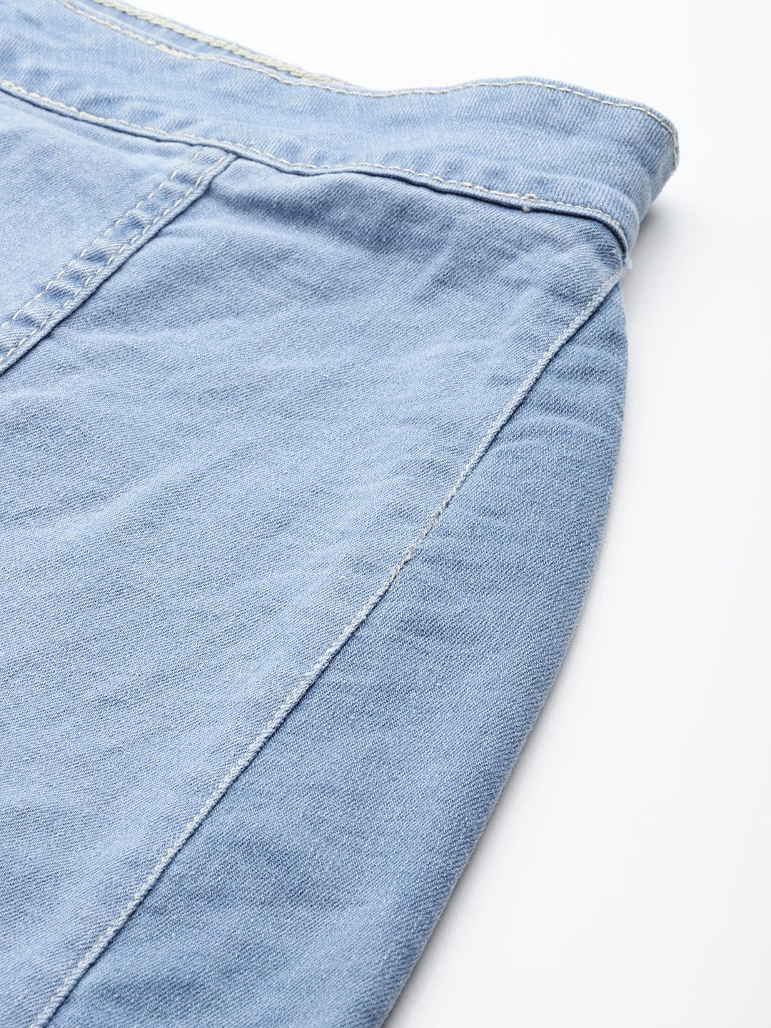 Women Blue Solid A - Line Denim Skirt - RueCollections