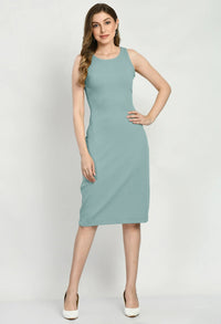 Thumbnail for Women Bodycon Teal Blue Dress - RueCollections