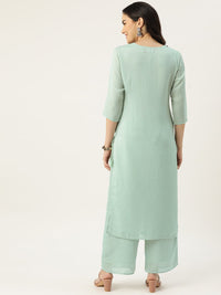 Thumbnail for Women Checked Mirror Work Kurta with Palazzos - RueCollections