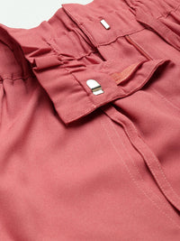 Thumbnail for Women Dusty Pink Solid Shorts - RueCollections