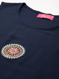 Thumbnail for Women Ethnic Motifs Embellished Mirror Work Anarkali Kurta With A Jacket - RueCollections