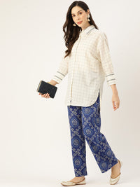 Thumbnail for Women Ethnic Motifs Printed Smart Straight Fit Trousers - RueCollections