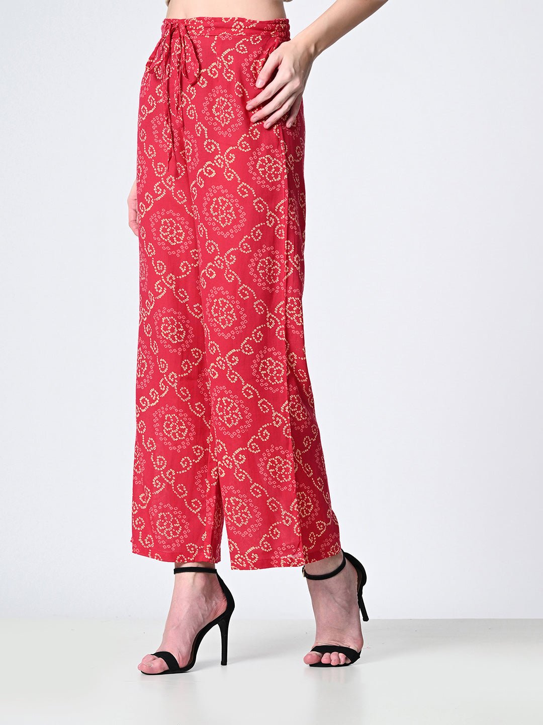 Women Ethnic Motifs Printed Smart Straight Fit Trousers - RueCollections