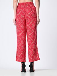 Thumbnail for Women Ethnic Motifs Printed Smart Straight Fit Trousers - RueCollections