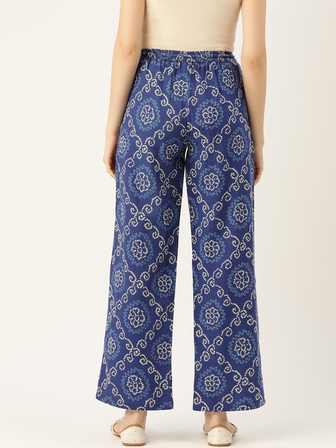 Women Ethnic Motifs Printed Smart Straight Fit Trousers - RueCollections