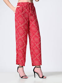 Thumbnail for Women Ethnic Motifs Printed Smart Straight Fit Trousers - RueCollections