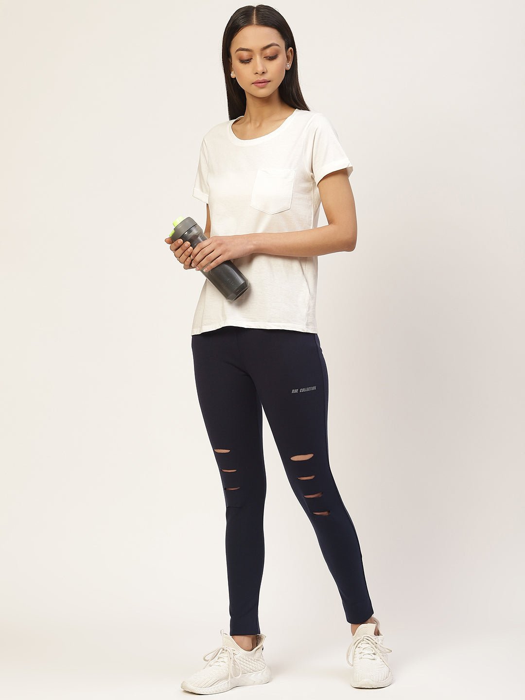 Women Navy Blue Solid Ankle Length Skinny Fit Jeggings - RueCollections