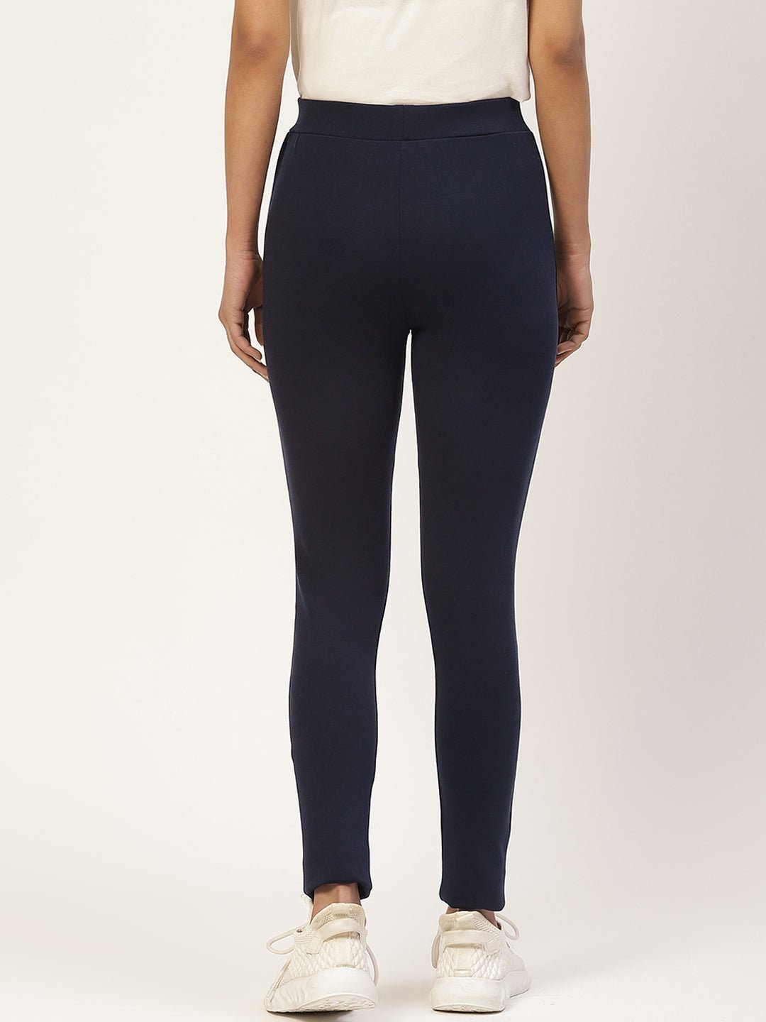 Women Navy Blue Solid Ankle Length Skinny Fit Jeggings - RueCollections