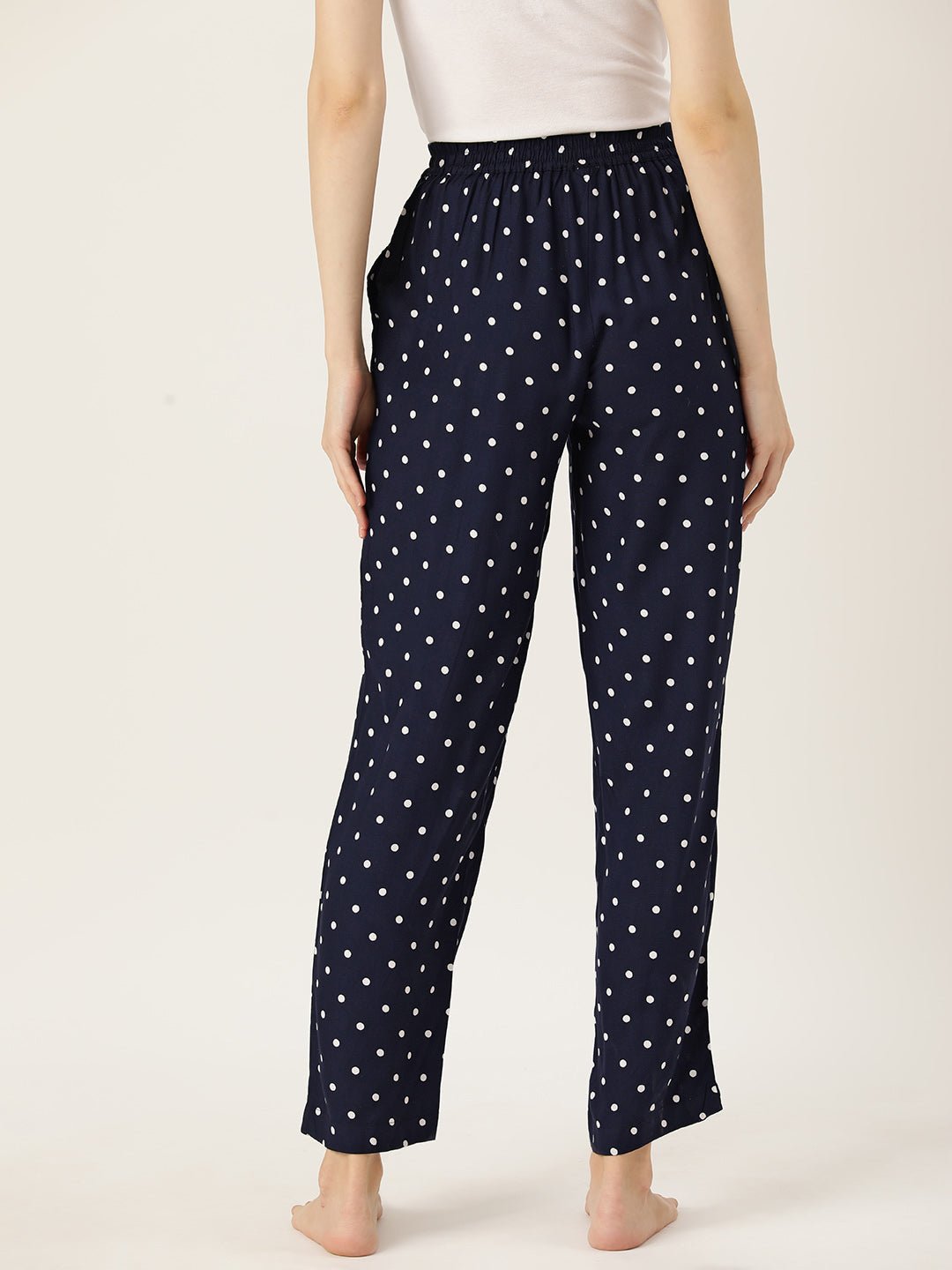 Women Polka Dots Printed Pure Cotton Lounge Pants - RueCollections