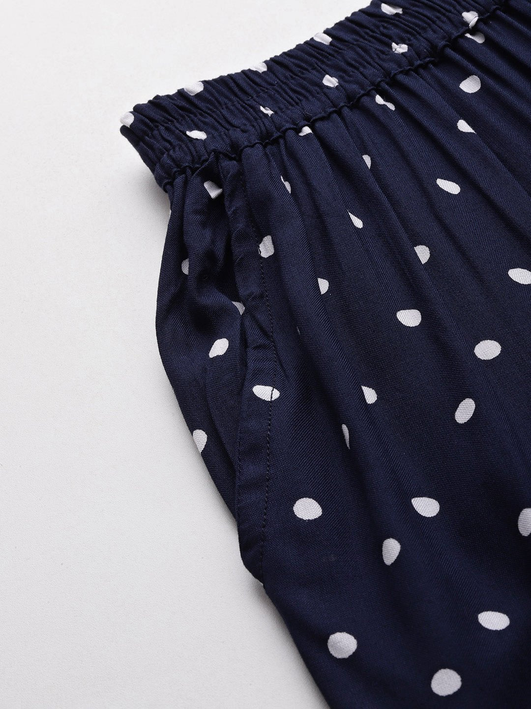 Women Polka Dots Printed Pure Cotton Lounge Pants - RueCollections