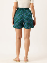 Thumbnail for Women Printed Mid - Rise Cotton Lounge Shorts - RueCollections