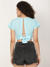 Thumbnail for Women Pure Cotton Crop Top With Styled Back Knot - RueCollections