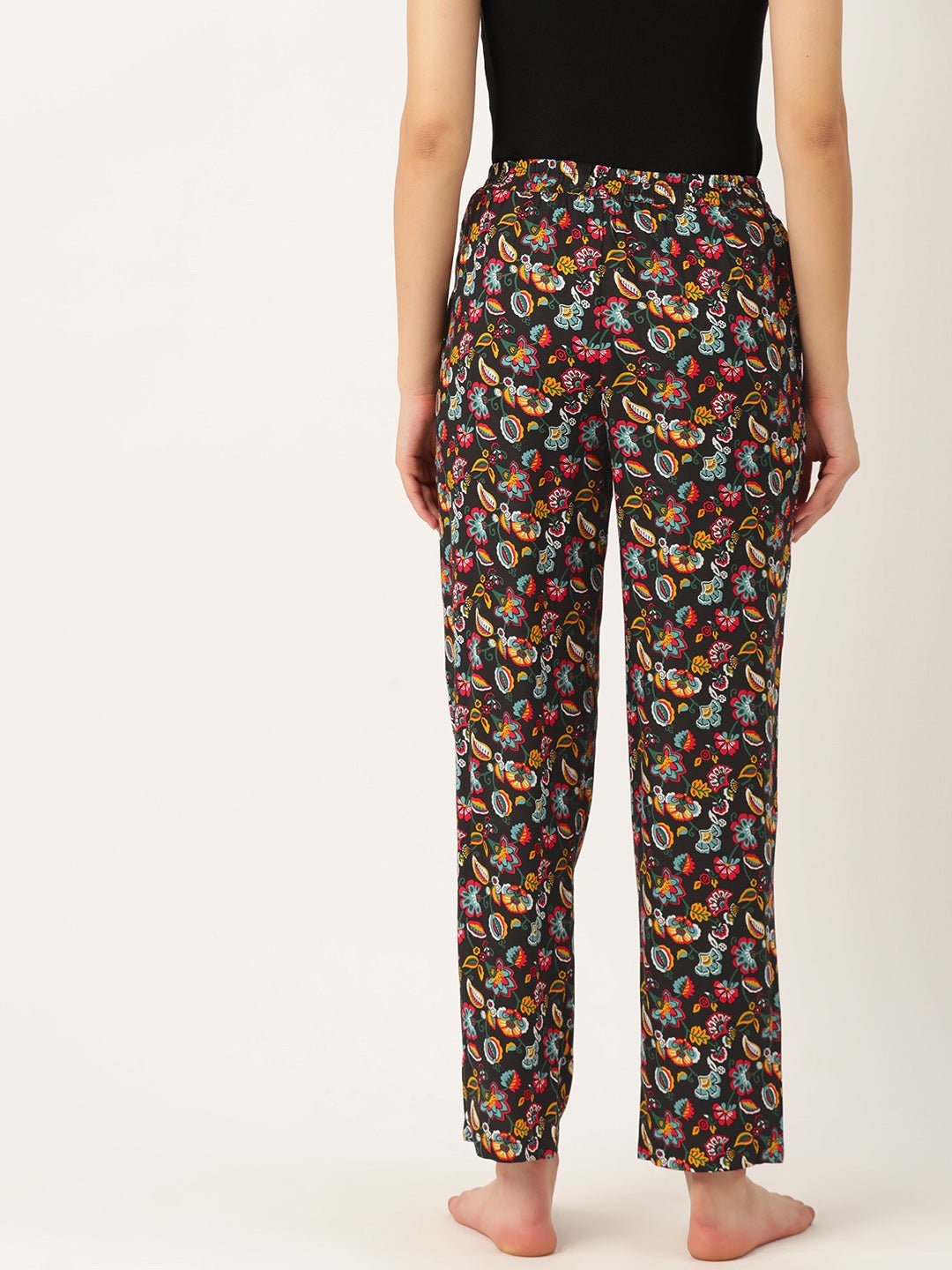 Women Pure Cotton Multicolored Printed Lounge Pants - RueCollections