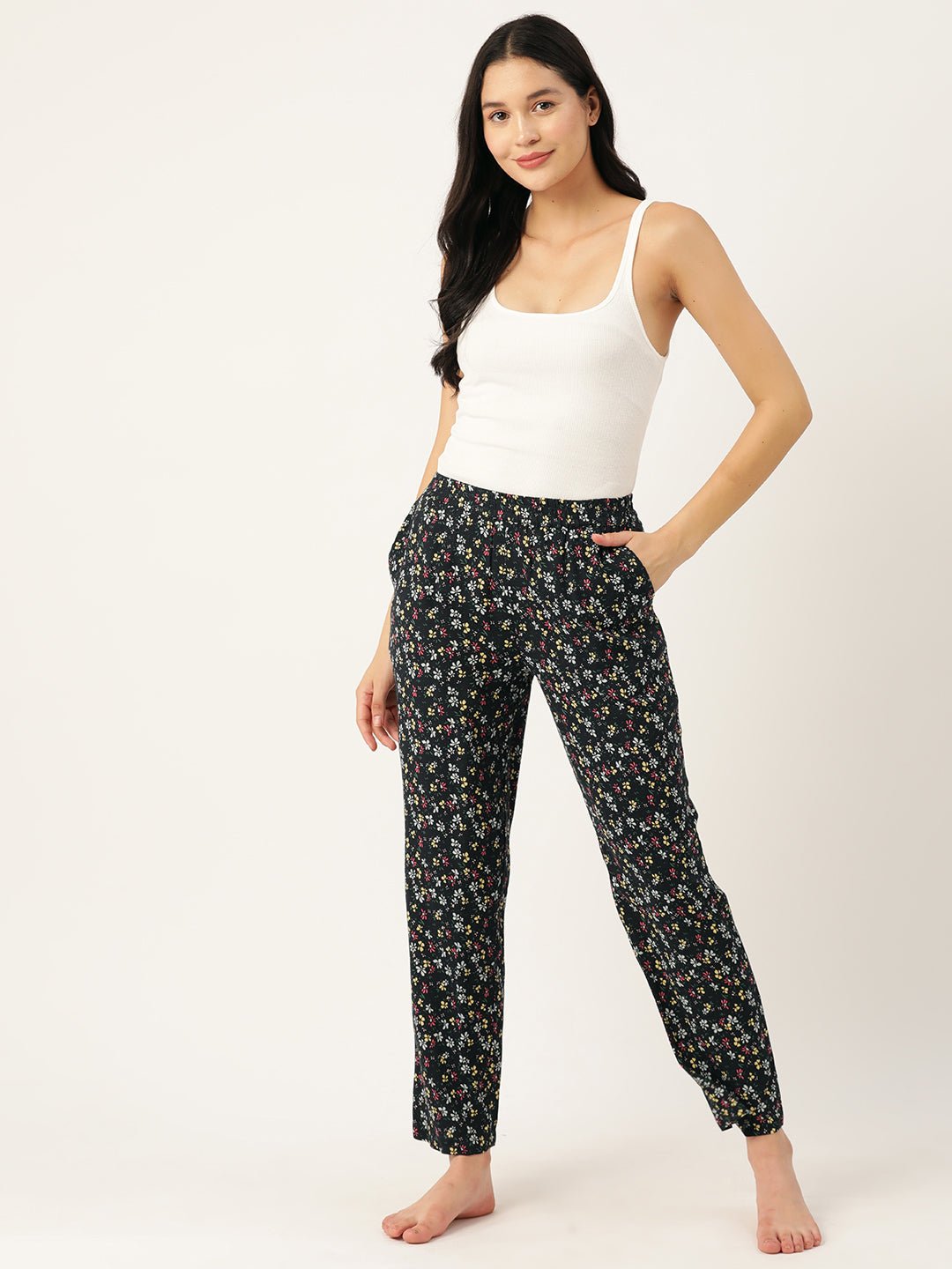 Women Pure Cotton Printed Lounge Pants - RueCollections