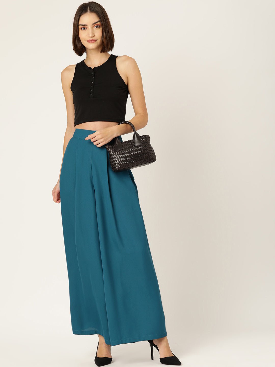 Women Relaxed Loose Fit High - Rise Pleated Trousers - RueCollections