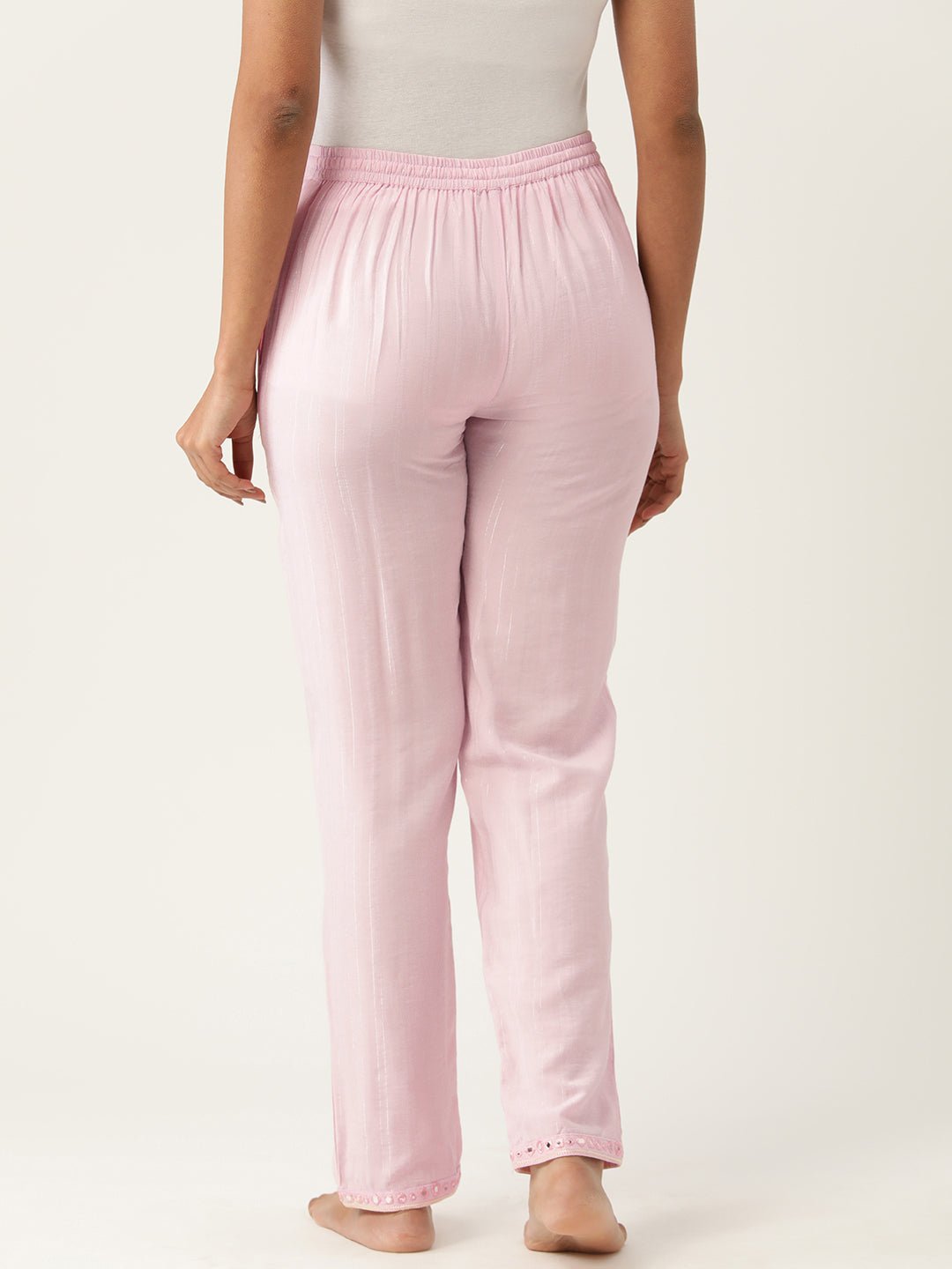 Women Self Design Cotton Lounge Pants - RueCollections