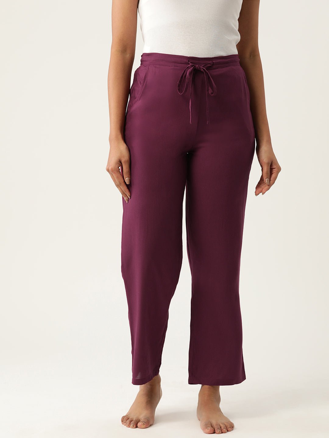 Women Solid Cotton Lounge Pants - RueCollections