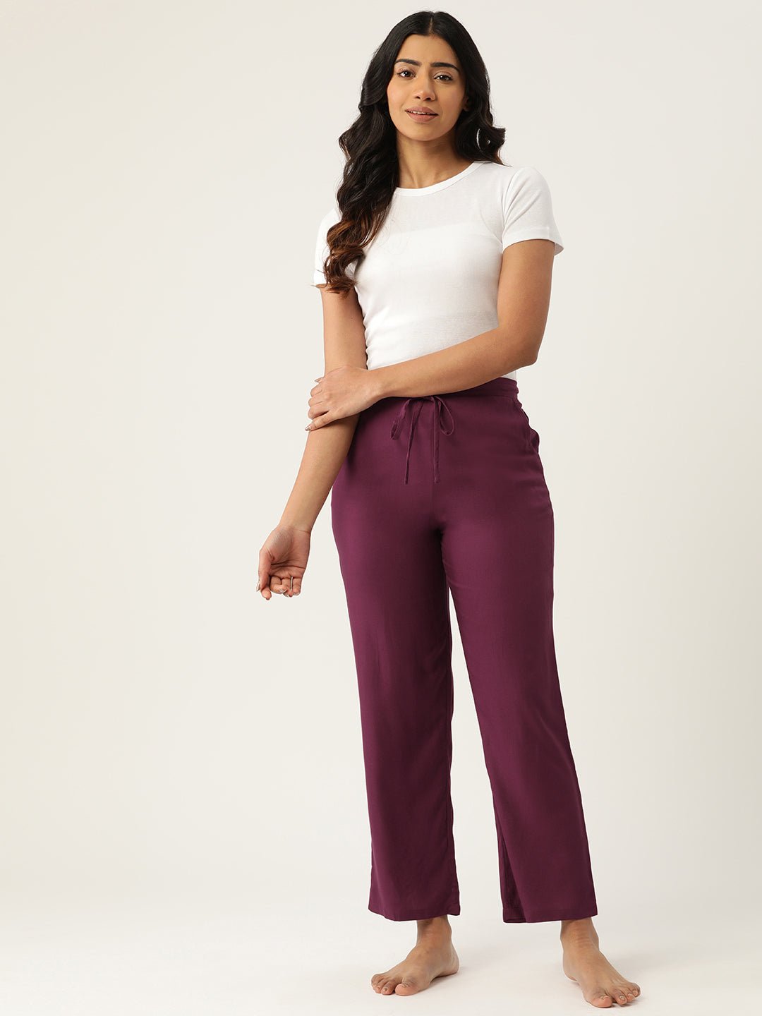 Women Solid Cotton Lounge Pants - RueCollections