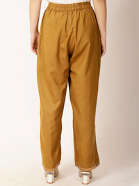 Thumbnail for Women Solid Cotton Trouser - RueCollections