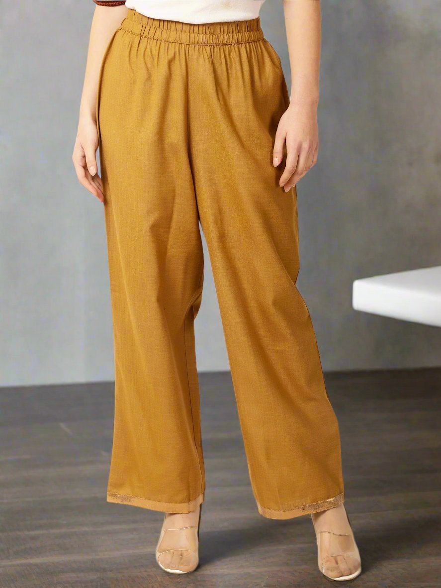 Women Solid Cotton Trouser - RueCollections