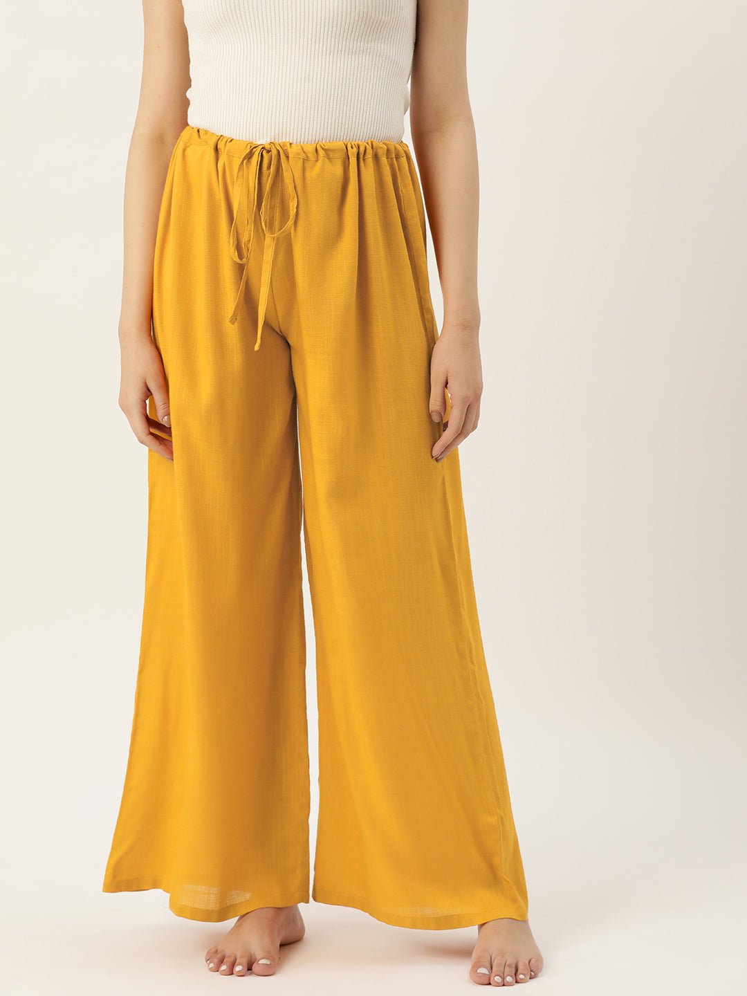 Women Solid High - Rise Cotton Flared Pants - RueCollections