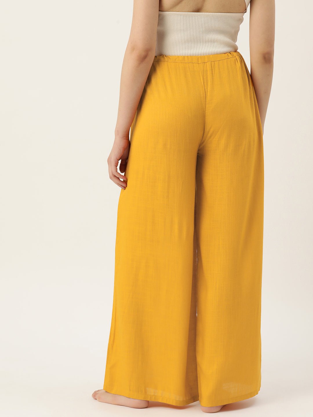 Women Solid High - Rise Cotton Flared Pants - RueCollections