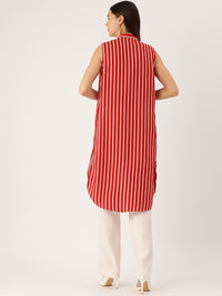 Thumbnail for Women Striped Open Front Longline Shrug - RueCollections