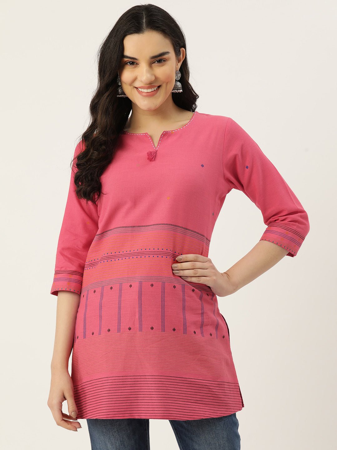 Woven Design Pure Cotton Kurti - RueCollections