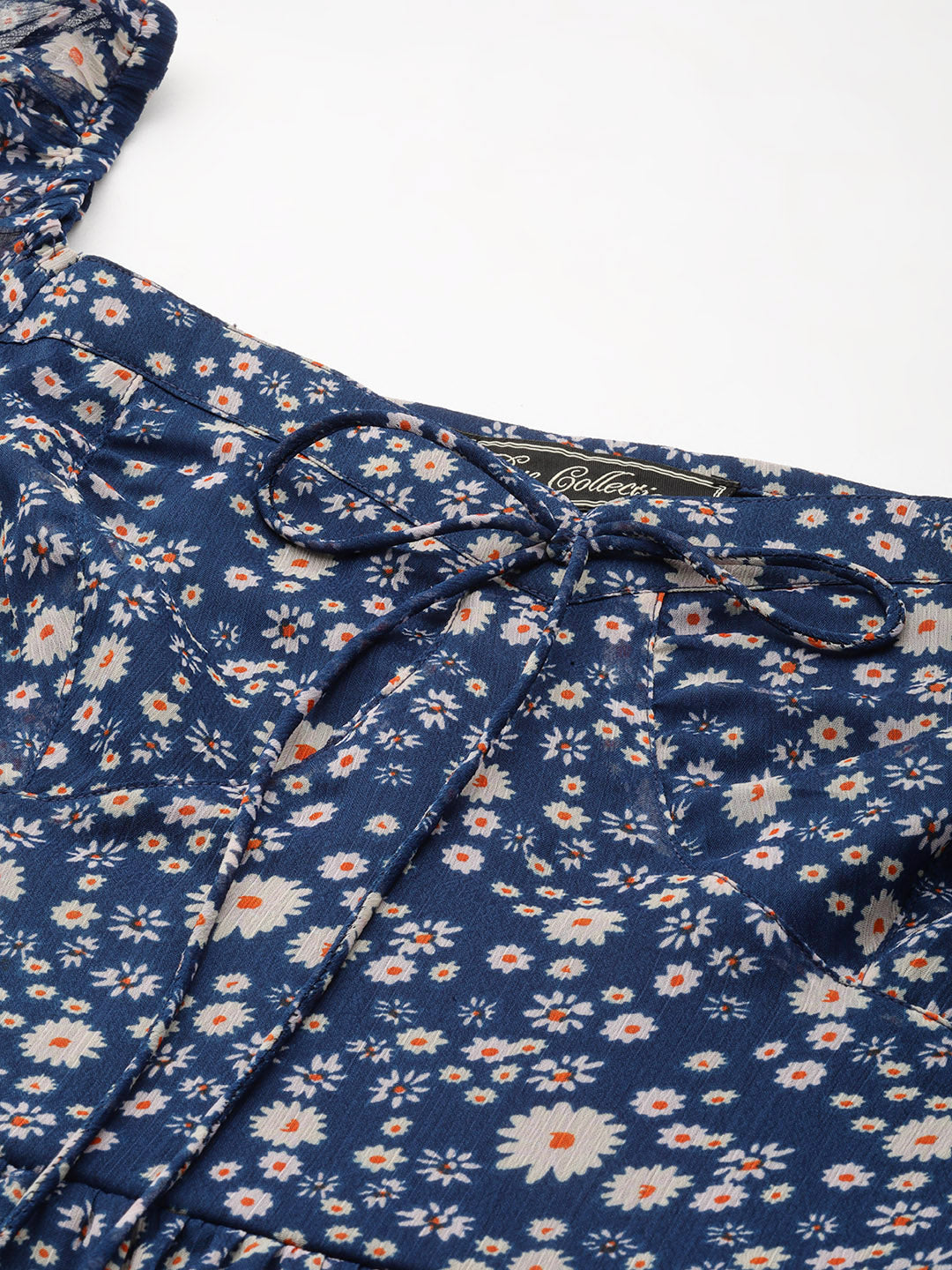 Rue Collection Blue Floral Print Chiffon A-Line Mini Dress