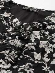 Rue Collection Floral Print Flutter Sleeve Chiffon A-Line Maxi Dress