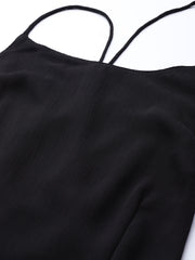 Black Halter Neck Semi Sheer Maxi Dress