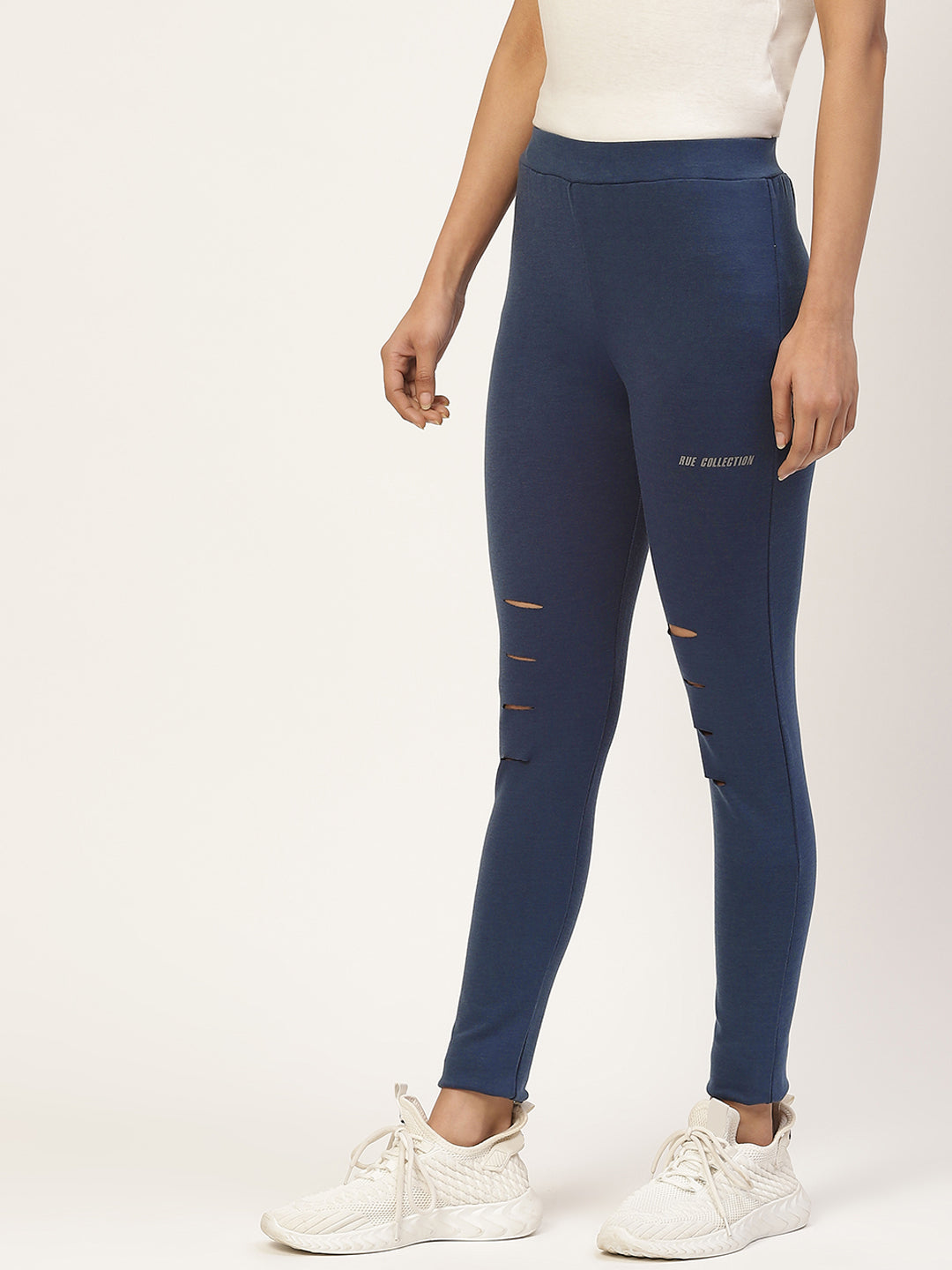 Women Blue Solid Ankle Length Skinny Fit Jeggings
