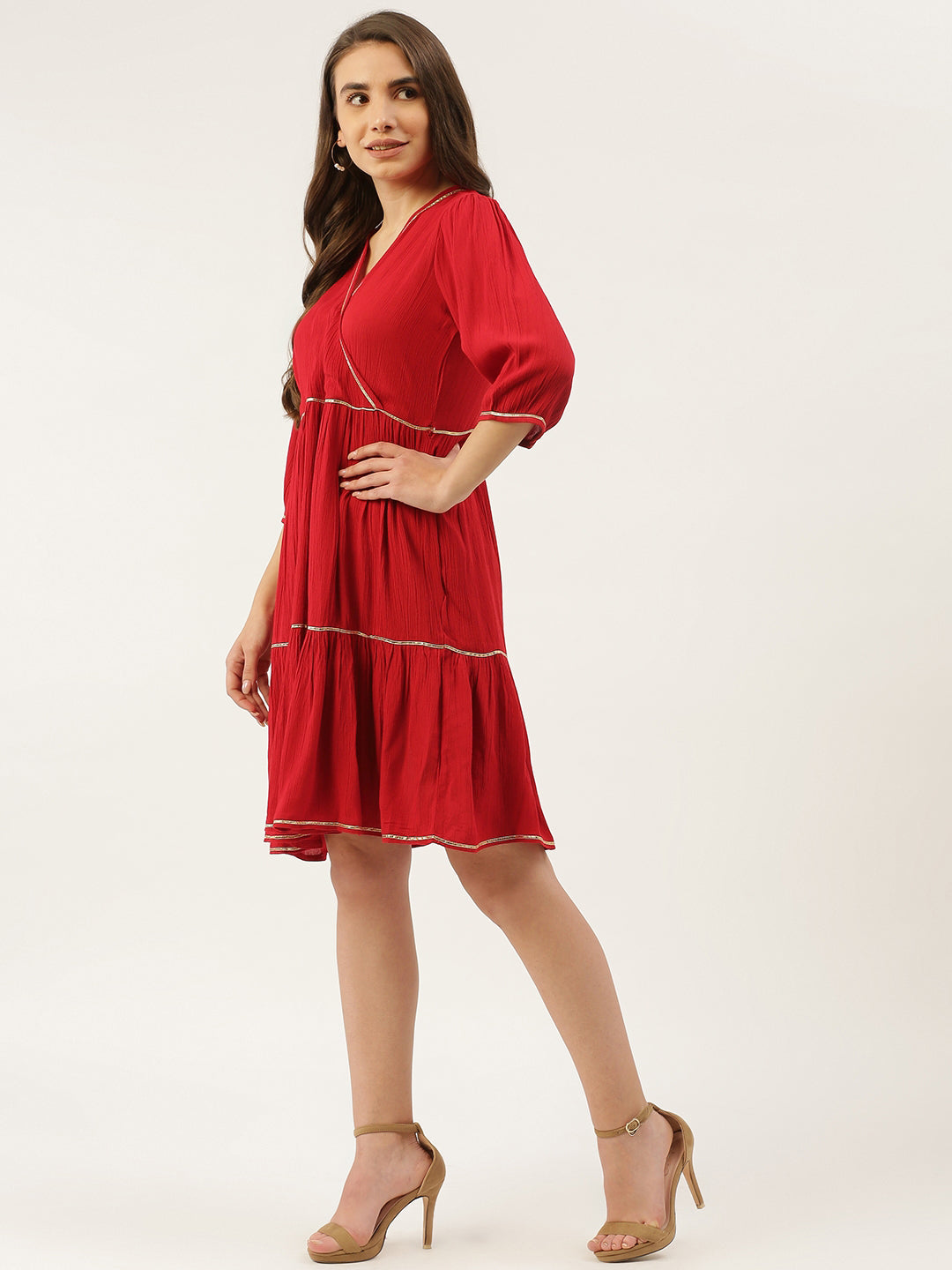 Maroon Solid A-Line Dress