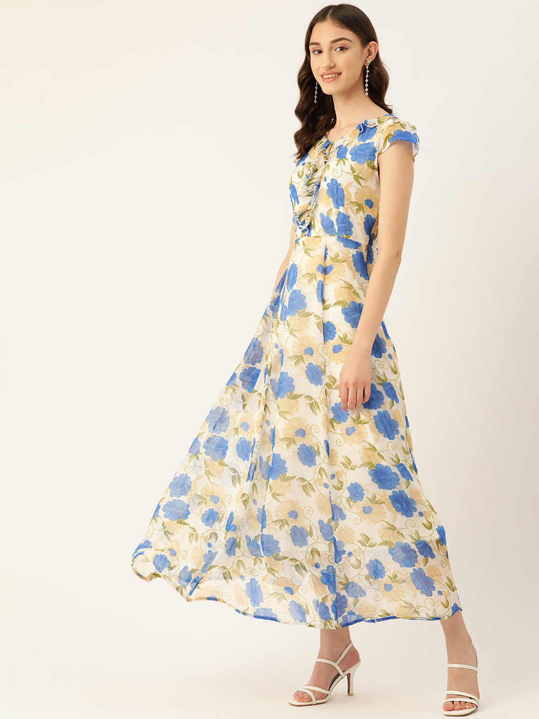 Rue Collection Floral Print Chiffon A-Line Maxi Dress