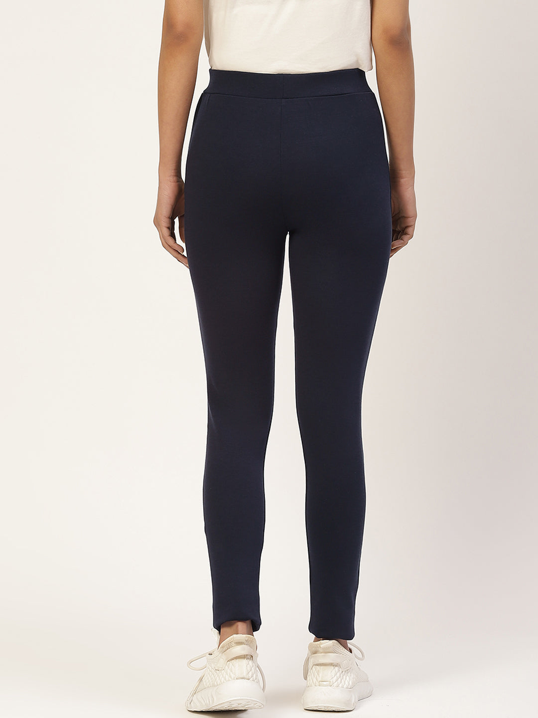 Women Navy Blue Solid Ankle Length Skinny Fit Jeggings