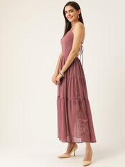 Dusty Pink Halter Neck Semi Sheer Maxi Dress