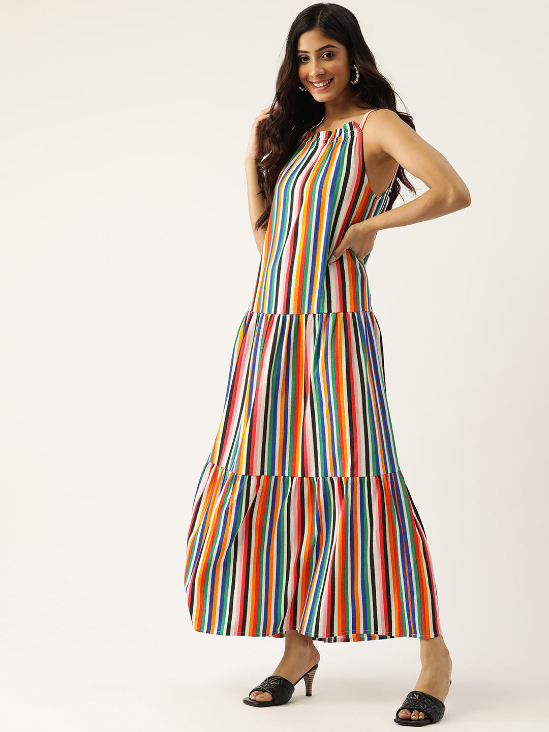 Multicoloured Striped Maxi Dress
