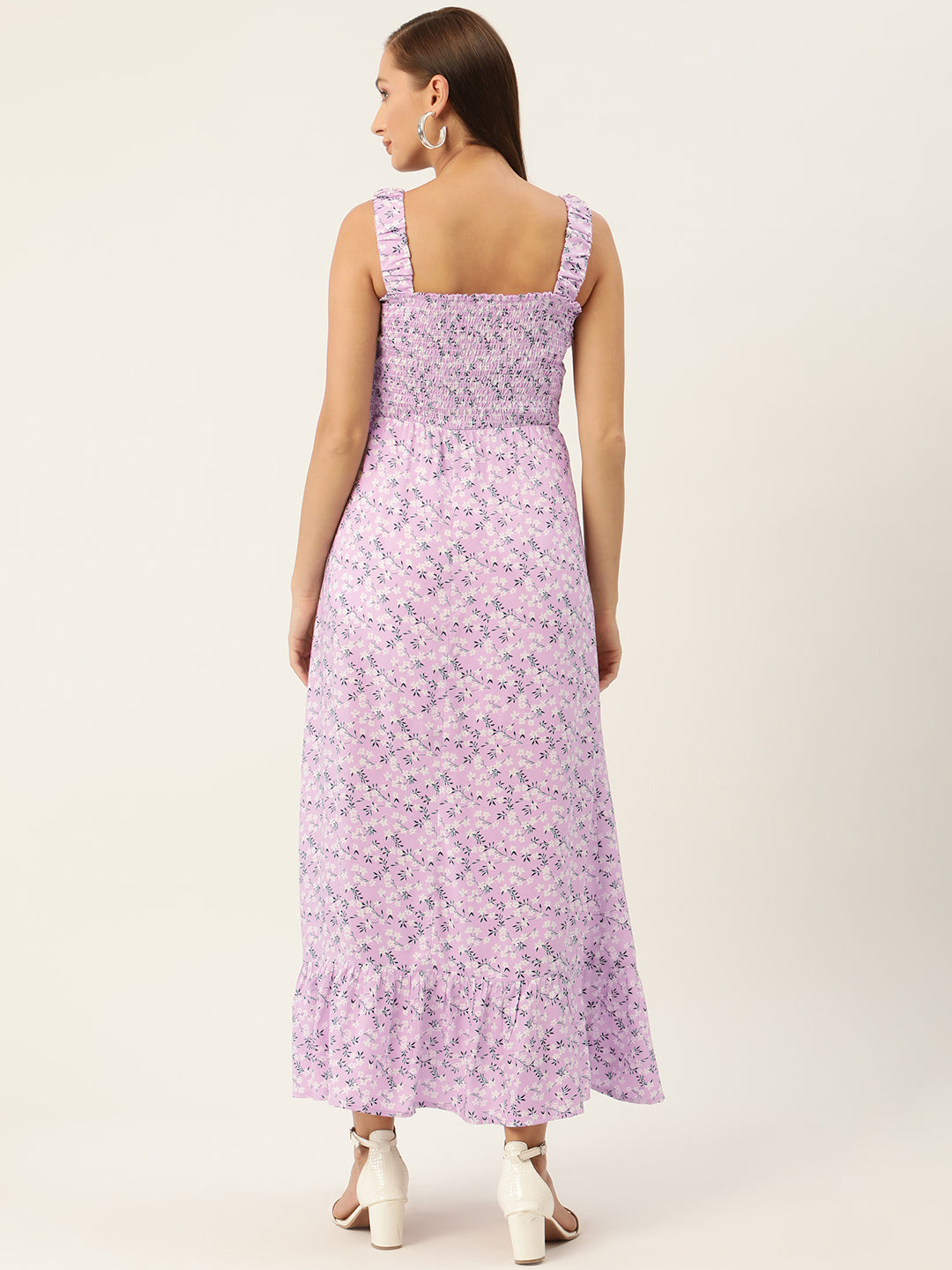 Lavender & Black Floral Maxi Dress