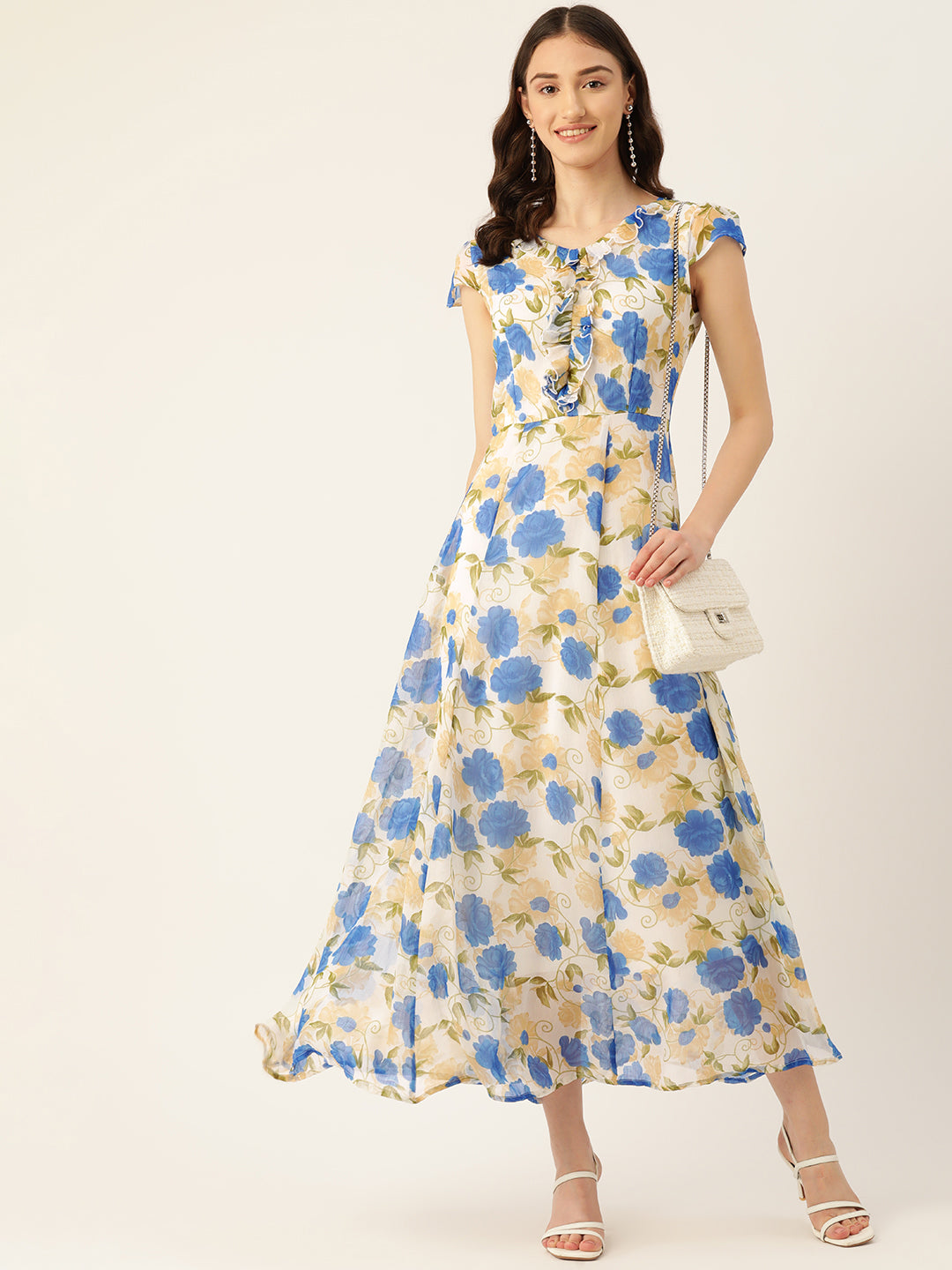 Rue Collection Floral Print Chiffon A-Line Maxi Dress