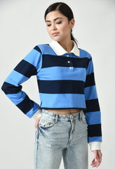 Cropped Knitted Polo T-shirt