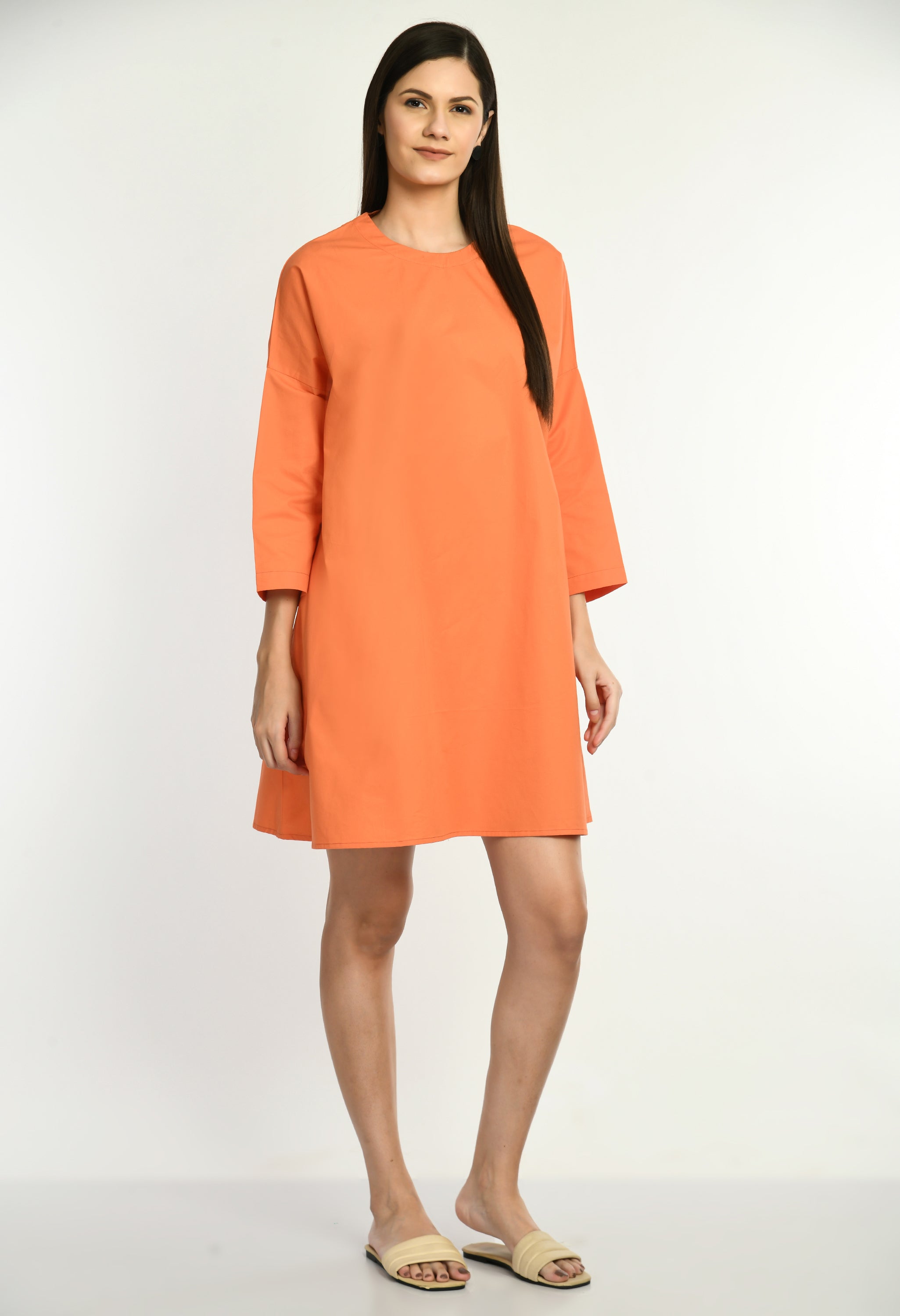 Cotton Oversized Solid Dress With Side Pockets