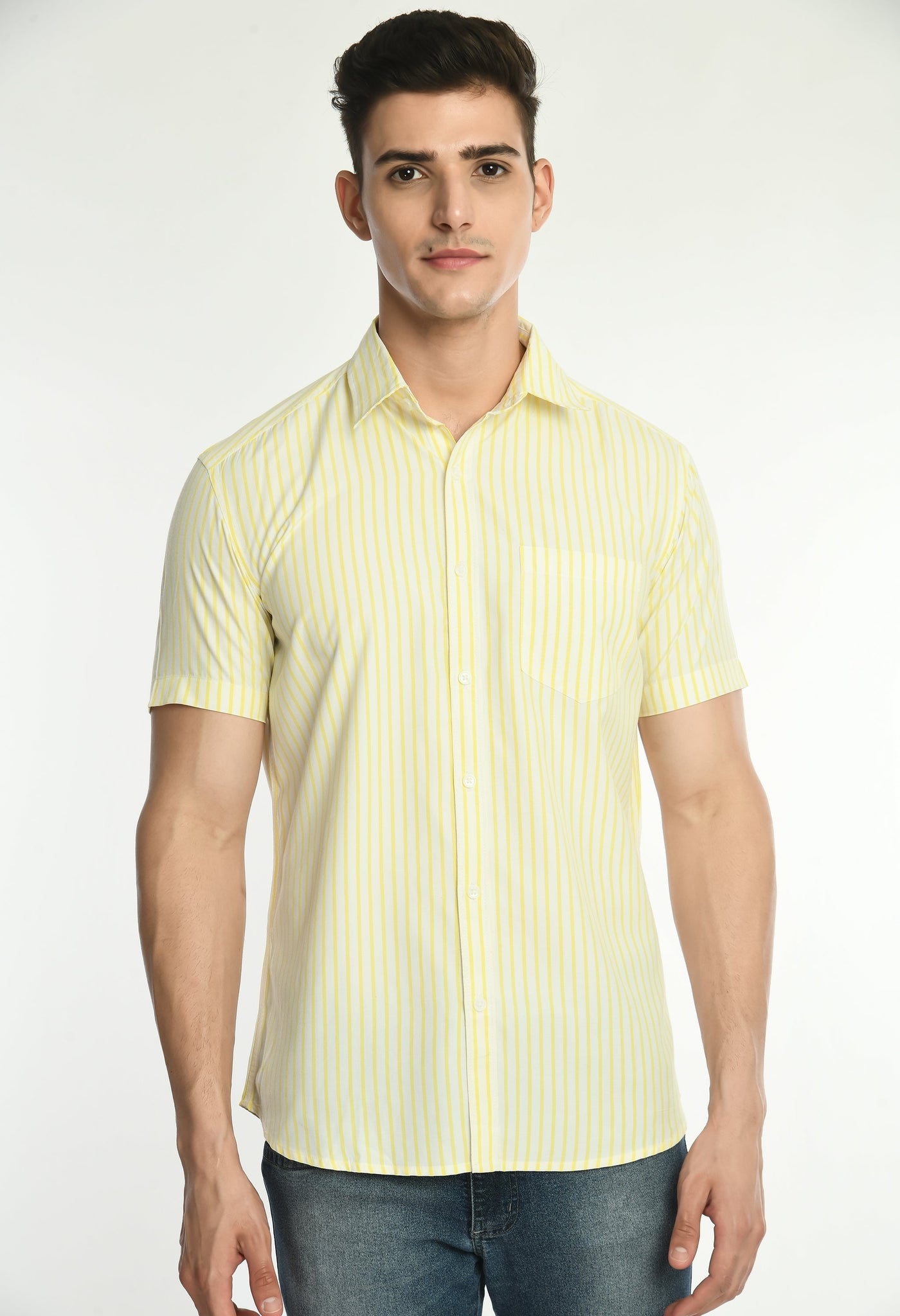 Men's Half Sleeves Striped Shirt